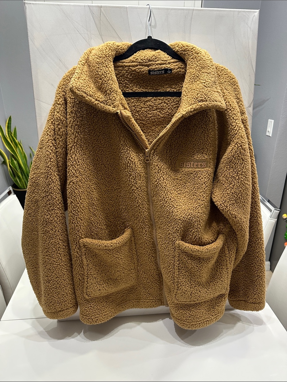 Sisters Apparel Caramel Fleece Sherpa Zip Up Jacket L